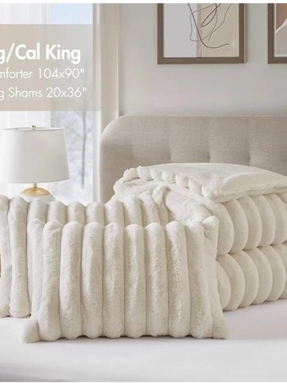 Madison Park Jasmine King Comforter Set, Luxurious Reversible Faux Fur Plush Rib